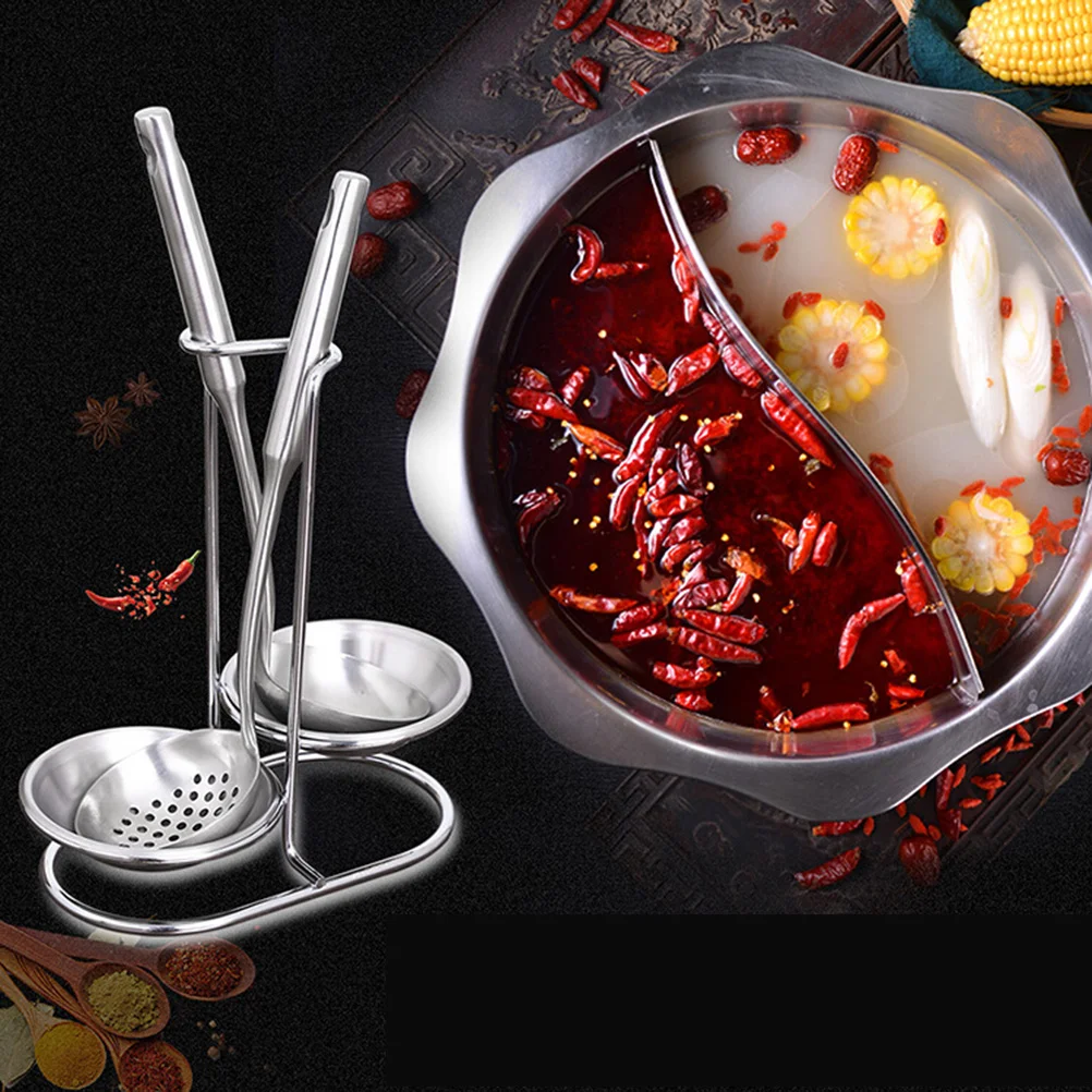 

Rest Spoon Ladle Holder Double Standing Rack Vertical Soup Stainless Steel Stand
