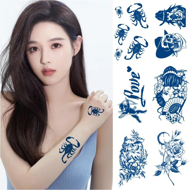 

Juice Lasting Tatoos Bodi Art Waterproof Temporari Tattoo Sticker Prajna Demon Face Naked Girls Tatto Arm Tattoo Sticker Wolf