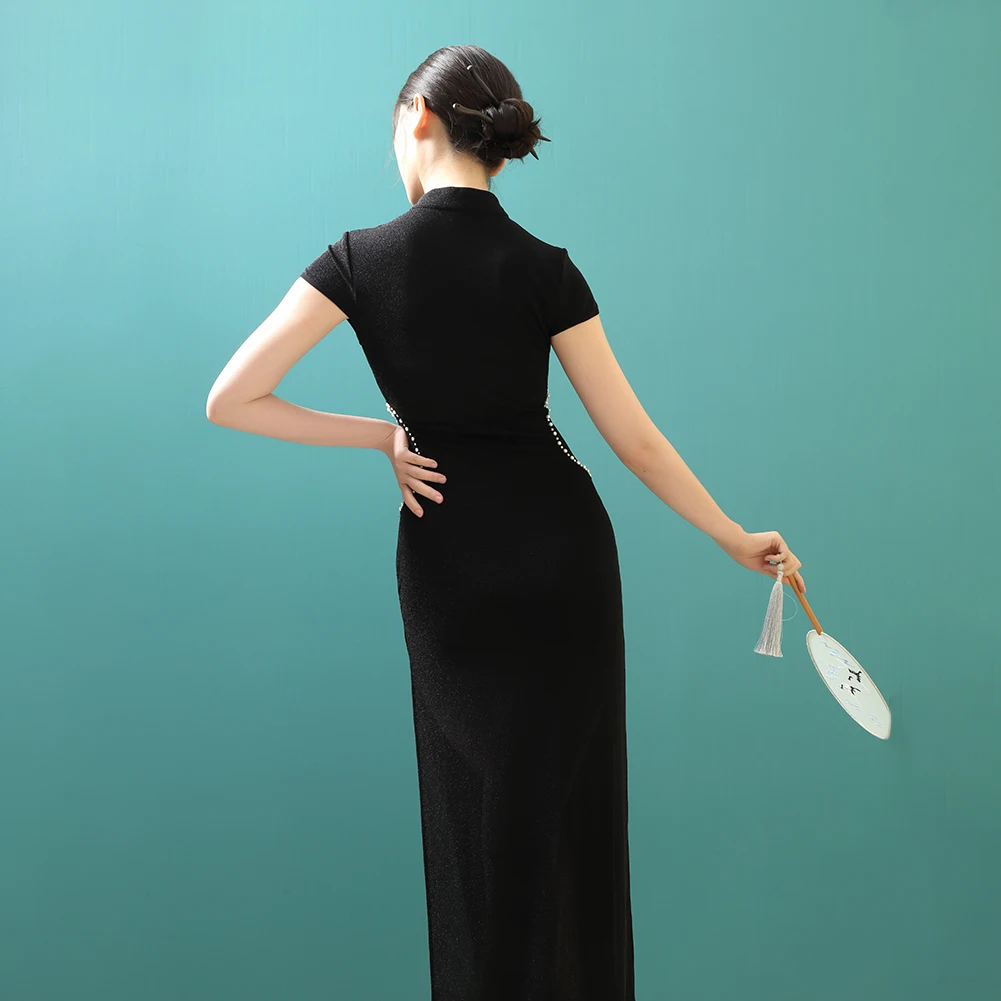 Женское китайское платье-Ципао с воротником-стойкой облегающее платье коротким