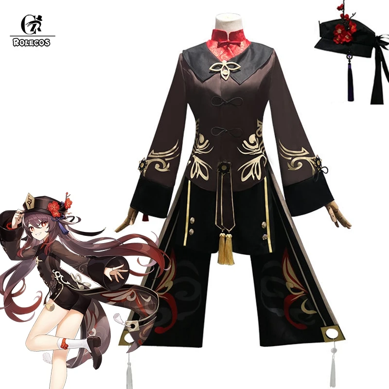 

Костюм для косплея гутао из игры «ролекос», униформа Ху Тао для женщин, костюмы на Хэллоуин, комплект с шляпой и кольцами