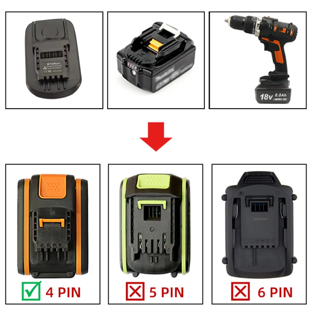 Адаптер для аккумулятора Makita 18 в преобразователь литиевой батареи WORX 20