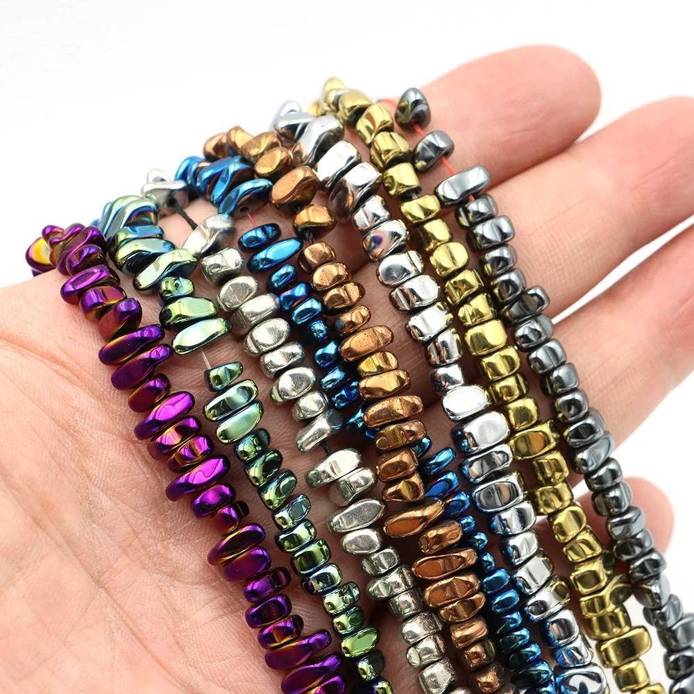 5-8mm Gold Silver Plated Natural Irregular Hematite Spacer Loose Stone Beads for Jewelry Making DIY Bracelets Necklaces 15'' (art.: 3920cf577e1c7) - 3920cf577e1c7