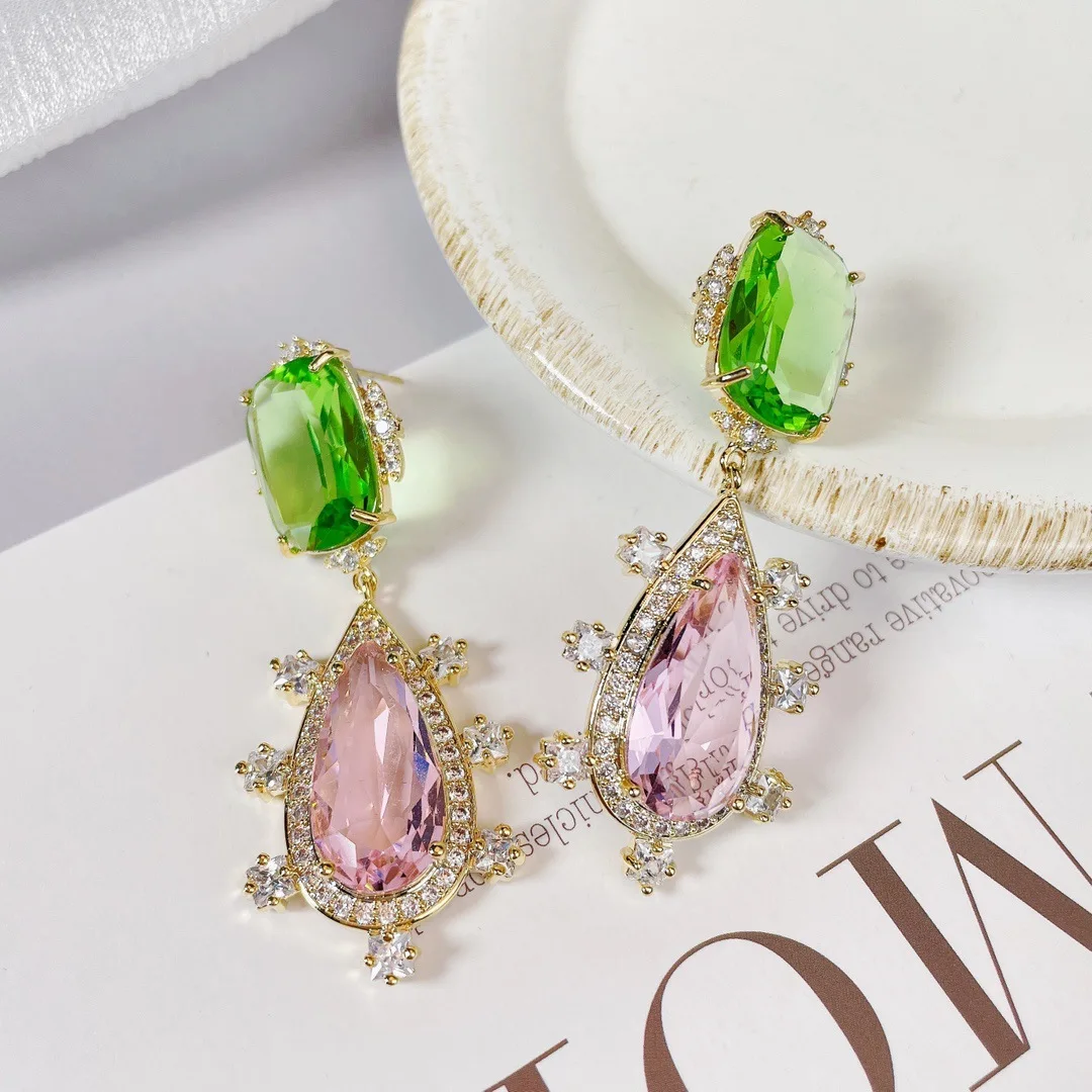 

Bilincolor Colored Zircon Flower Droplet Shaped Earrings for Women