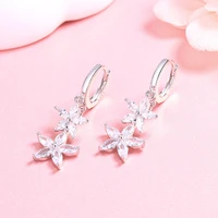 s925 sterling silver ladies flower ear buckle earrings extravagant ladies european and american popular holiday gifts