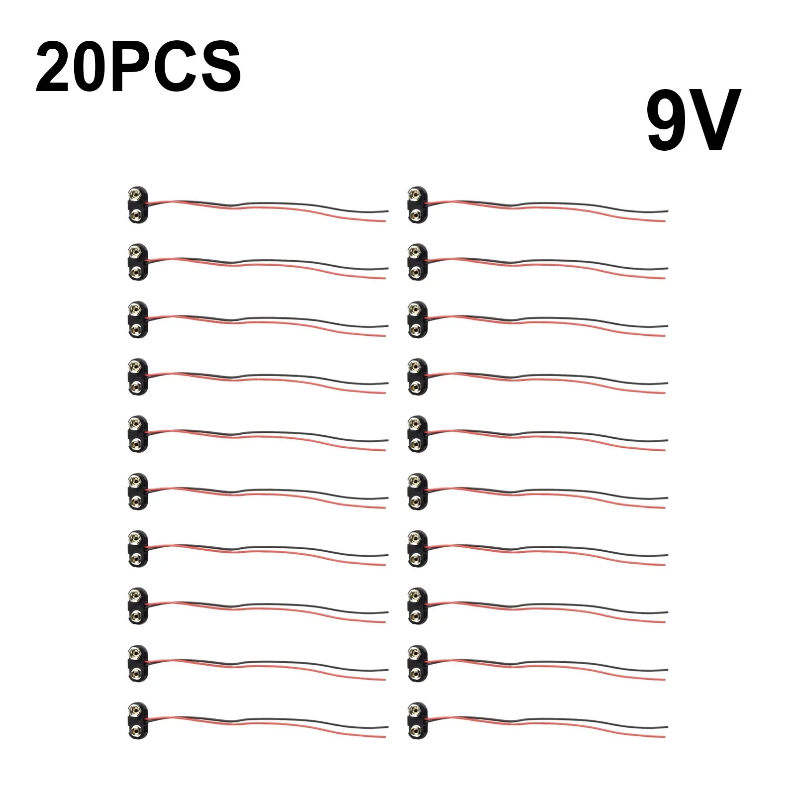 Черный жесткий корпус 9 В Т-образный зажим для аккумулятора разъем 20 шт. материалы