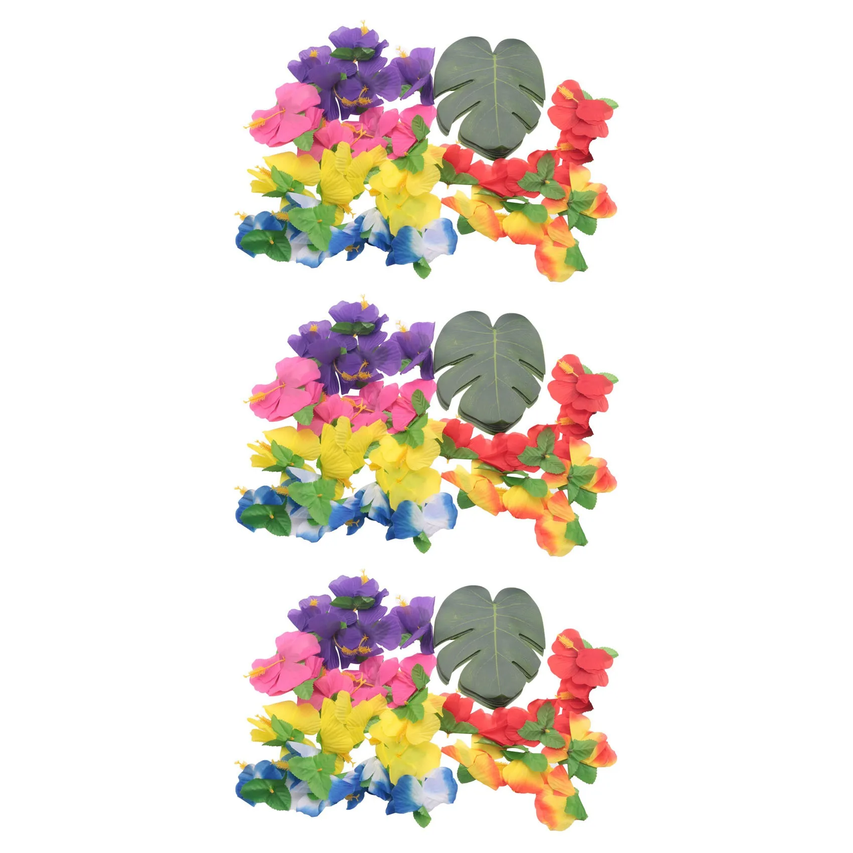 

180 Pcs Tropical Party Decoration Supplies 8 Inch Tropical Palm Monstera Leaves and Hibiscus Flowers Simulation Leaf