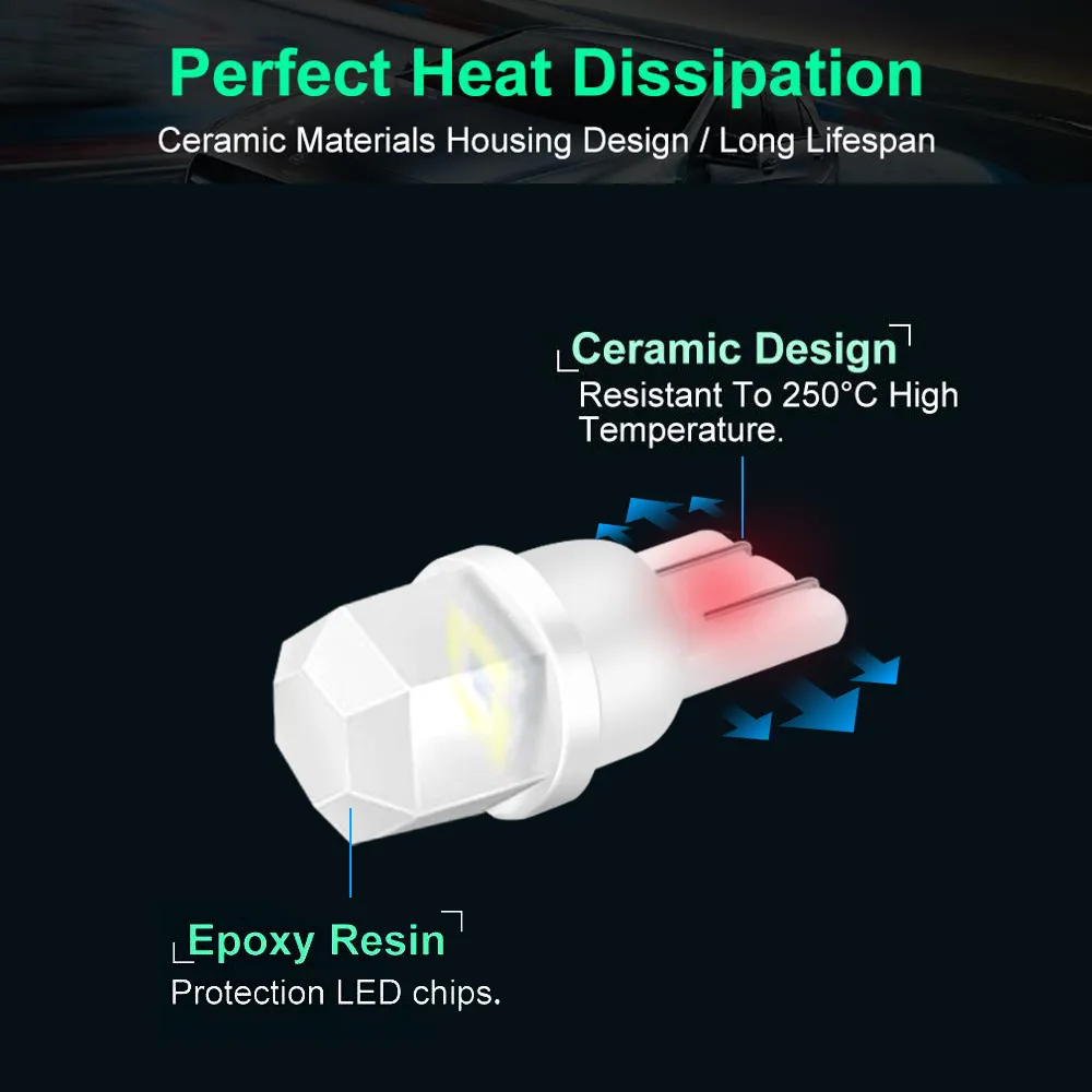 Керамичессветодиодный Светодиодная лампа T10 W5W 194 168 2/10 шт. светодиодная CAN-шина 4SMD