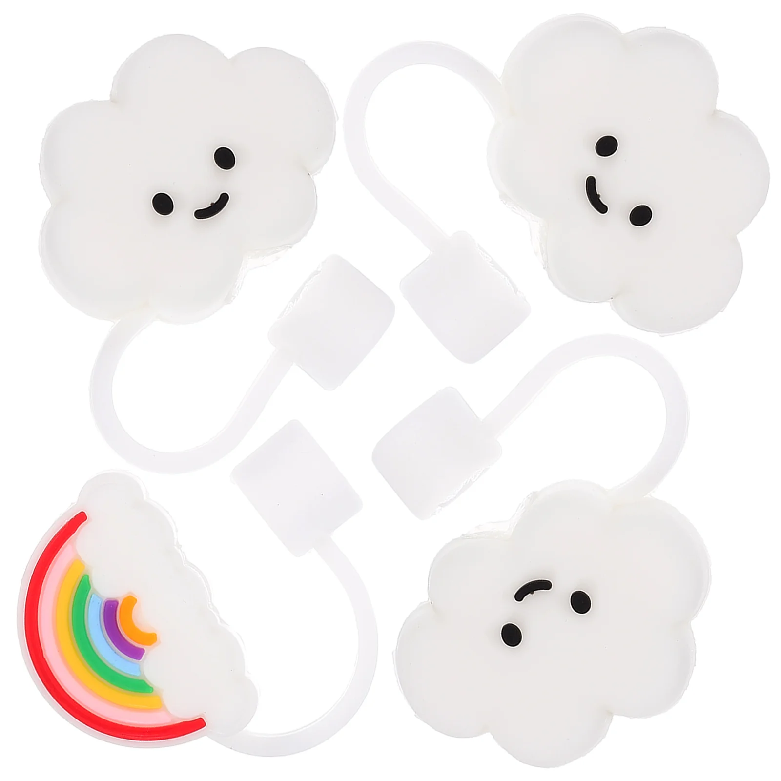 

4pcs Cloud Straw Tips Cover Rainbow Straw Tip Reusable Drinking Straw Covers Plugs
