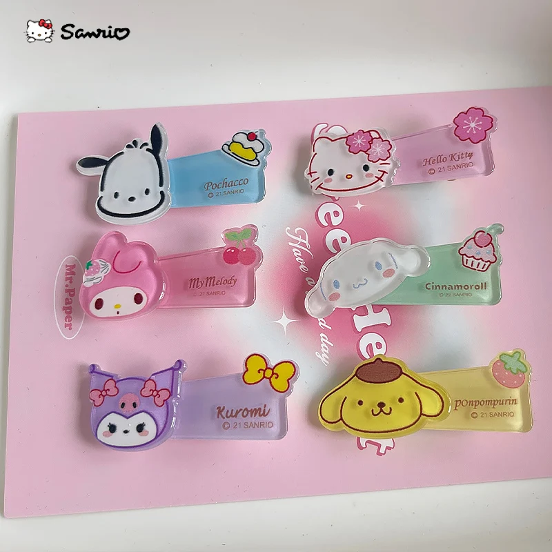 

2Pcs Cute Exquisite girl Hair Clip 2023 new Popular Sanrio Hello Kitty Pachacco Cartoon Hairpin Children hair accessories