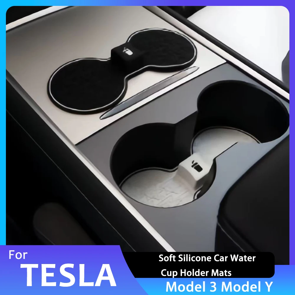 Для Tesla Model 3 Y мягкий силиконовый автомобильный стакан для воды коврики-держатели