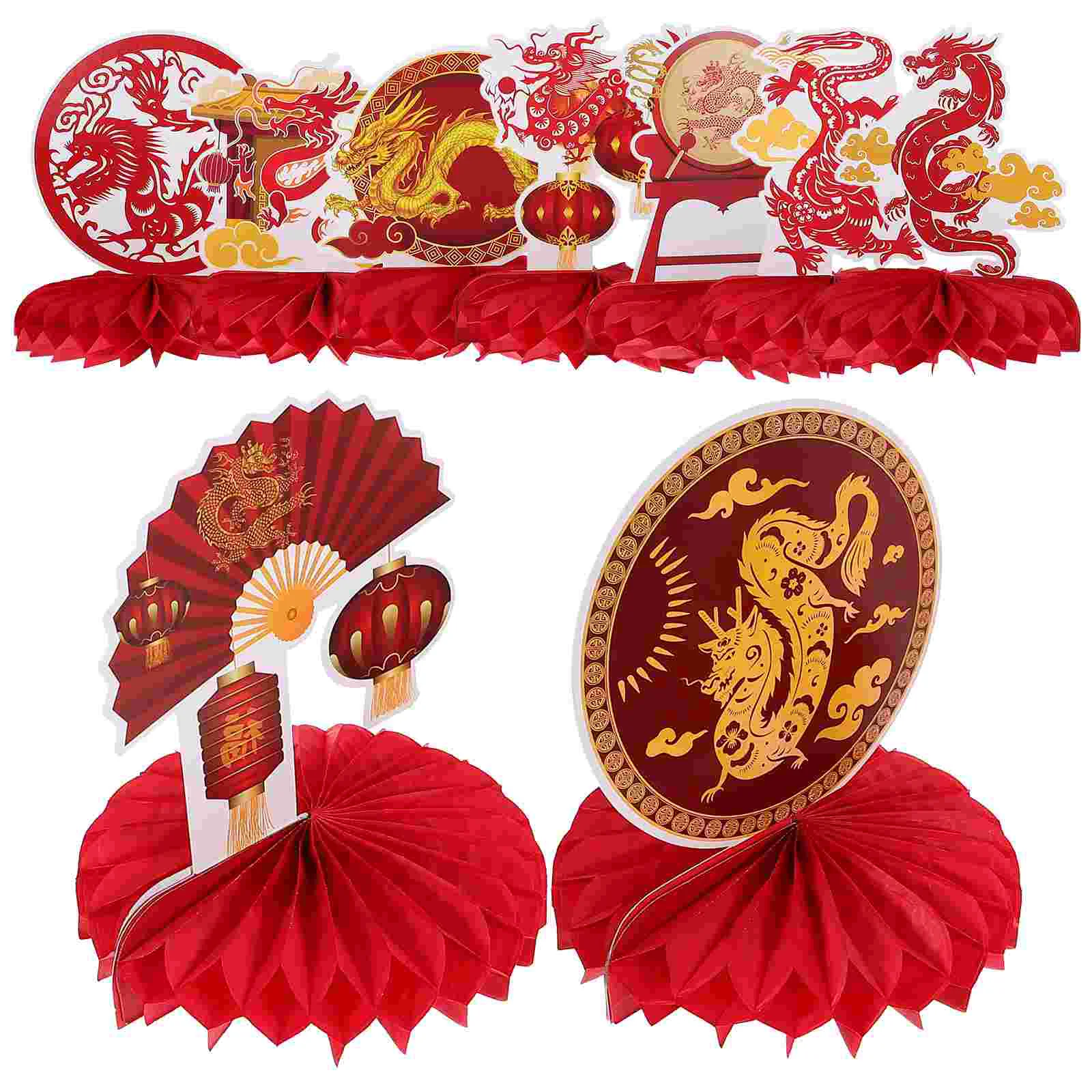 

9 Pcs Desktop Decoraciones Para Baños Red Paper Honeycomb Balls Spring Festival Ornament