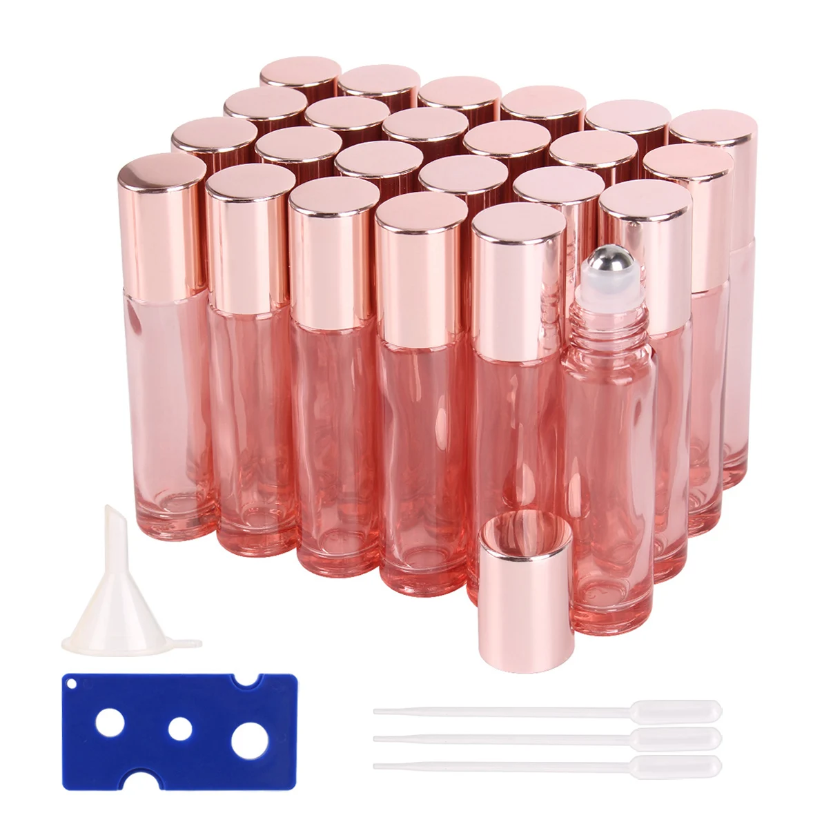 24 pieces 5ml/10ml Pink/Matte Rose/Transparent Glass Roll on Bottle with Stainless Steel Roller Ball for Perfume Essential Oil images - 6
