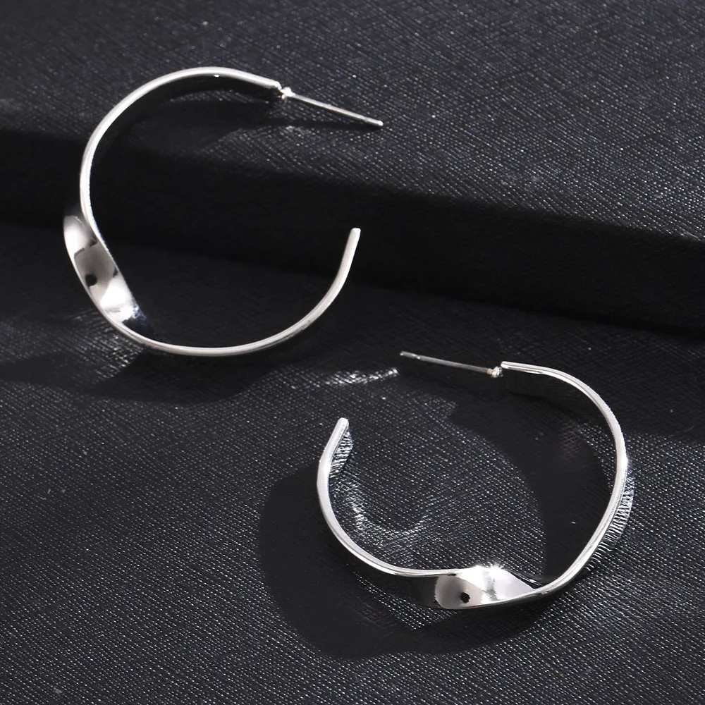

Classic Simplicity Stud Earrings Minimalist Style Exaggerated Fashion Simple Goth Twisted Punk Stud Earrings 2021 New Female