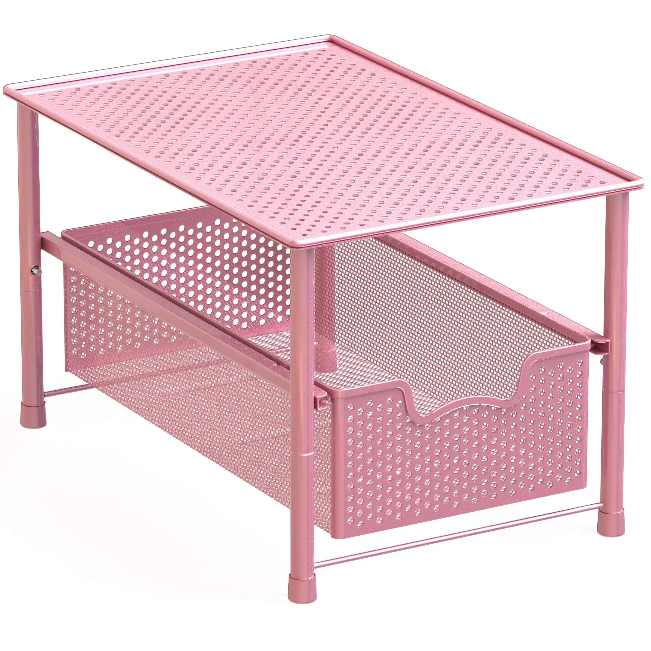 

Stackable Under Sink Cabinet Sliding Basket Organizer Drawer, Pink
