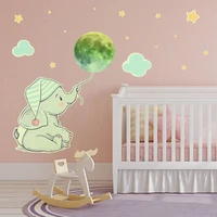 baby small bear elephant moon luminous wall sticker for baby kids room bedroom home decor decals luminous combination stickers