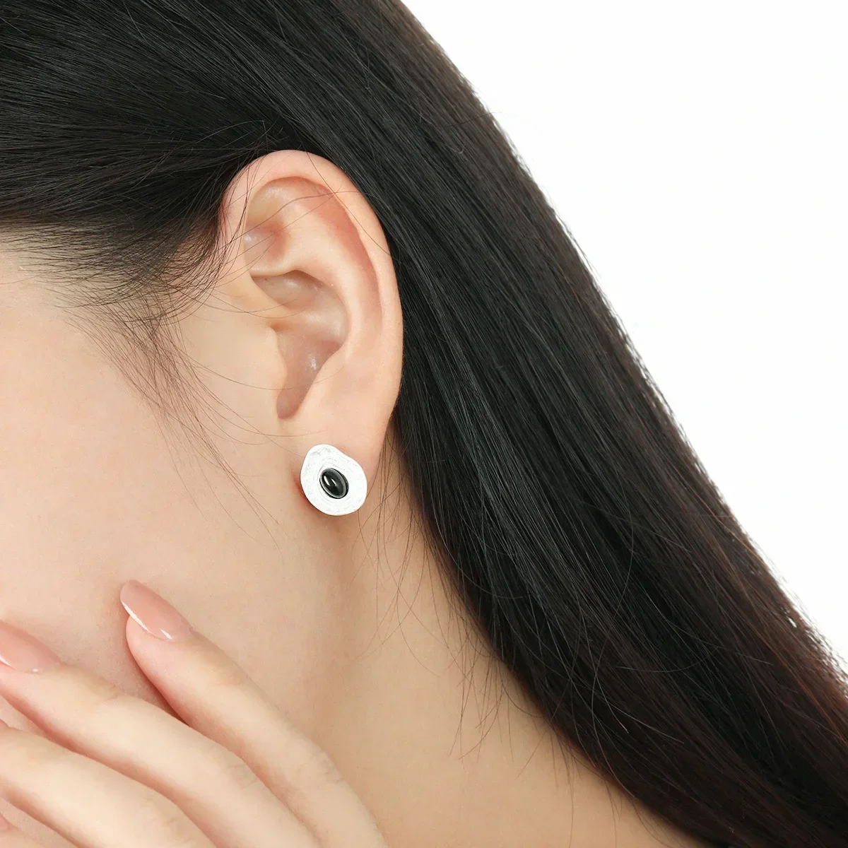 Серьги-гвоздики GXGlint из стерлингового серебра 925 пробы с черным ониксом и