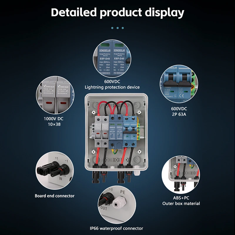 XIONGI Солнечная фотоэлектрическая объединительная коробка с молниезащитой 1-1-600 В