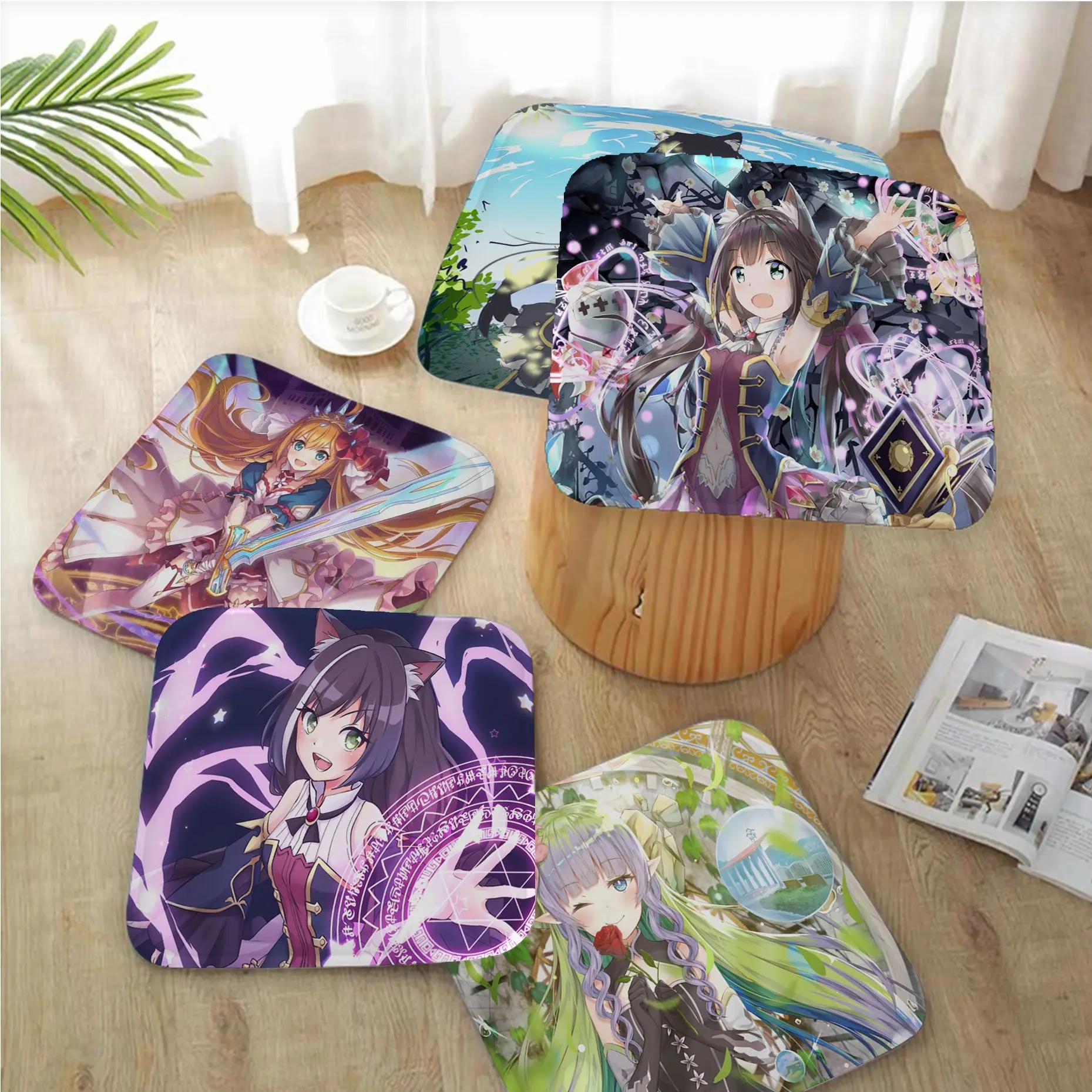 

Princess Connect Re Dive Creative Seat Cushion Office Dining Stool Pad Sponge Sofa Mat Non-Slip Cushions Home Decor