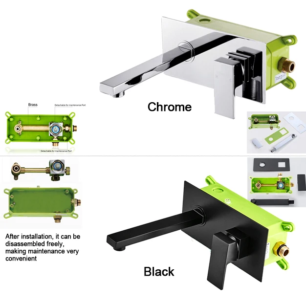 

BAKALA Черный Матовый Роскошный кран для ванной настенный латунный смеситель раковина кран квадратный LT-320BR
