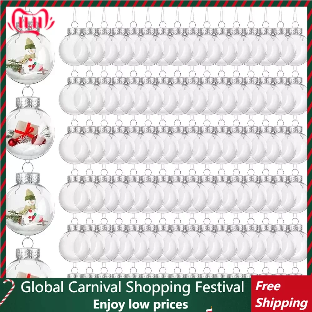 

100 шт., 2,36 дюйма, рождественские круглые прозрачные строительные украшения