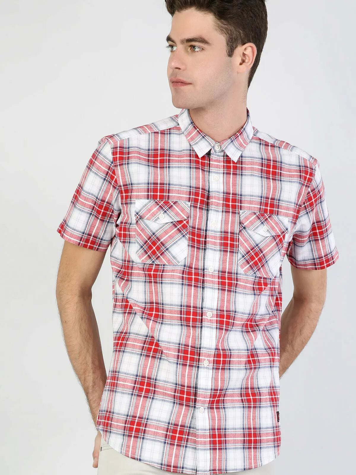 Colins Men Regular Fit Red Short Sleeve Shirtshirts for men Men's shirt man CL1043073 |