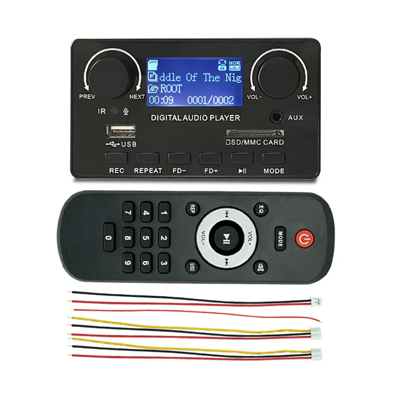 ЖК-дисплей Bluetooth 5 0 MP3-декодер с поддержкой записи громкой связи FM DC 12 В MP3 WMA WAV APE FLAC