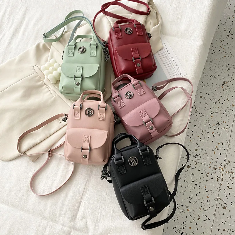 

Female Mini Phone Bags Fashion Letter Solid Color Pu Leather Crossbody Bags for Women Portable Shoulder Messenger Bag Purses