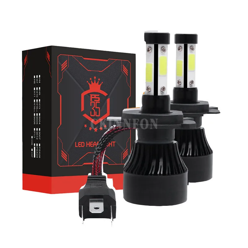 

40Pcs/lot 20Pair X7 4 Sides H4 H11 H7 9005 9006 Car LED Headlight Bulbs 100W 1000lm Headlamp COB Chips Auto Led Bulb 12v