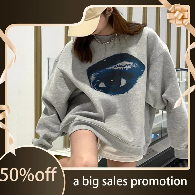 

Женский тонкий свитер с круглым вырезом, свободный свитер в американском национальном стиле, весна-осень 2022