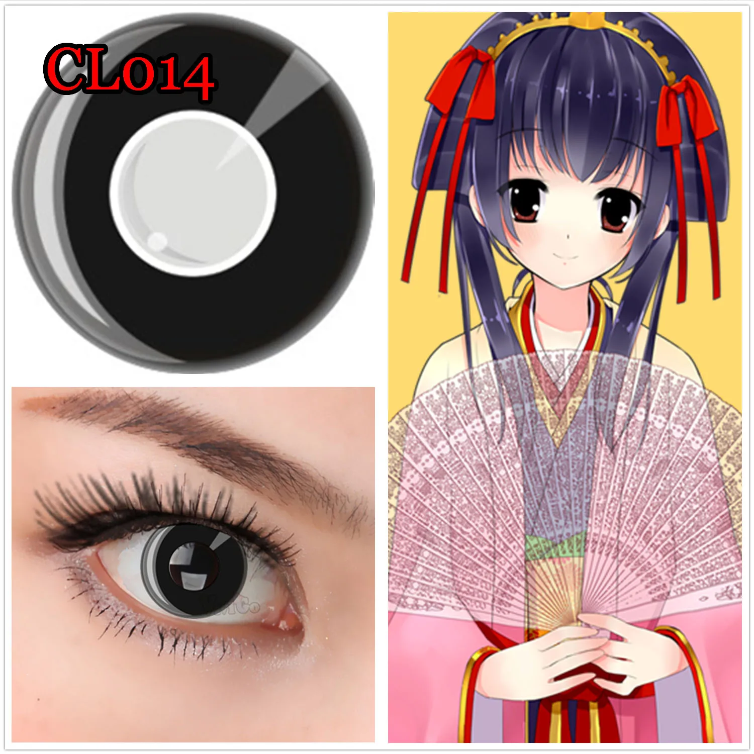 

ViviGo 2pieces/pair Black Ring Cosplay Eye Cosmetics Colored Contact Lenses CL014 lentes de contacto