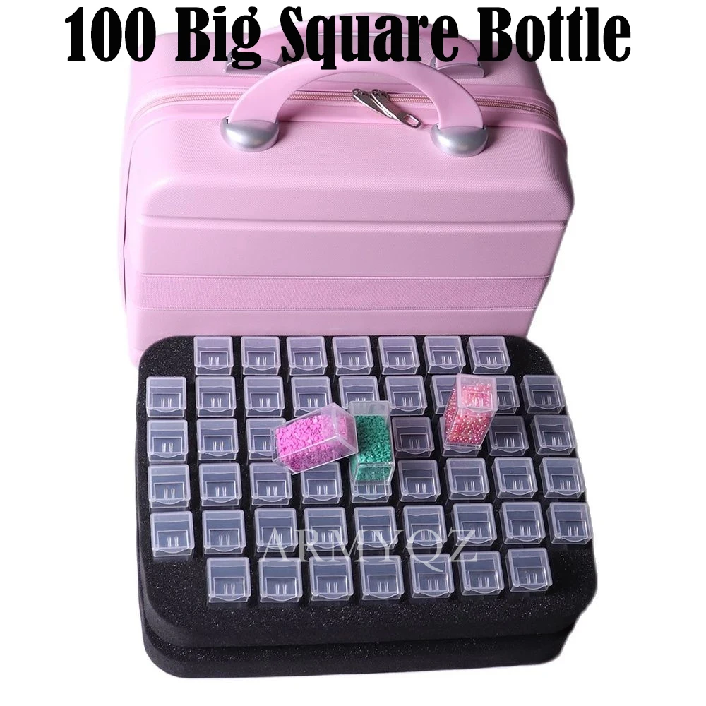 

Коробка для хранения аксессуаров для алмазной живописи 5D, двухслойная, 100 бутылок, бусины, фотобанка, чехол на молнии для DIY живописи