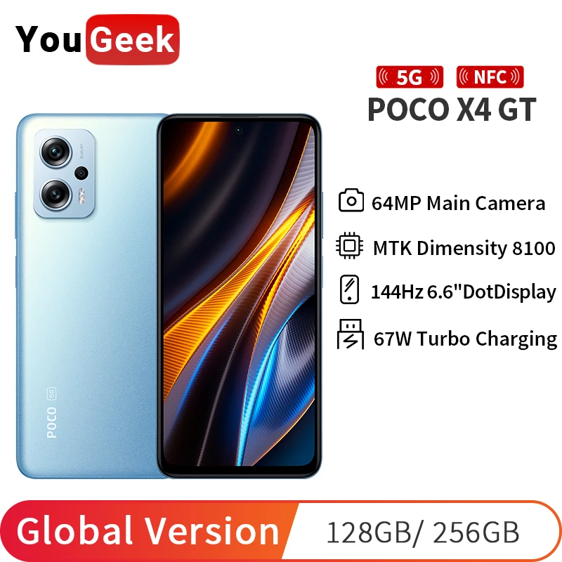 Kup Nowa Wersja Globalna POCO X4 GT Telefon Komórkowy NFC Dimensity 8100 67W Turbo Charge 144Hz DynamicSwitch DotDisplay 64MP Potrójna Kamera Tanie Nowa Wersja Globalna POCO X4 GT Telefon Komórkowy NFC Dimensity 8100 67W Turbo Charge 144Hz DynamicSwitch DotDisplay 64MP Potrójna Kamera