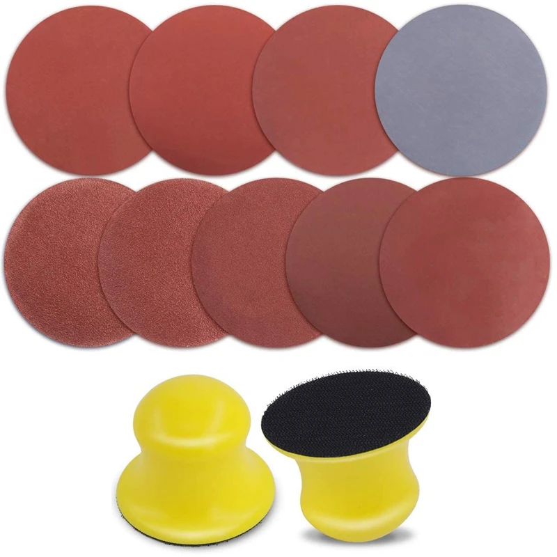 

92Pcs 3 Inch Hand Sanding Block Round Sanding Pad Hook Backing Plate Sanding Disc Set For Craft, Furniture Repairing