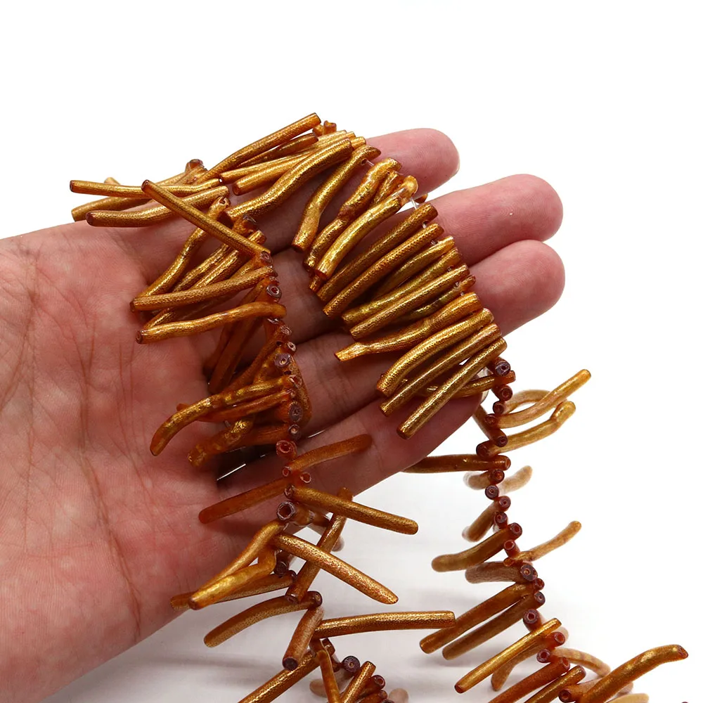 

High Quality Natural Golden Coral Irregular Tube Beads for Jewelry Making Supplies Craft Necklace Earring Charms Diy Accessories