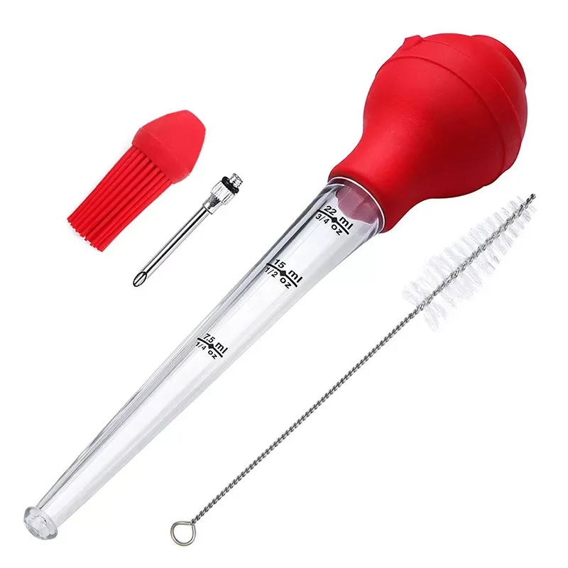 

Baster Set of 4, Quality Silicone Bulb Including Meat arinade Injector Needle with Barbecue Basting Brush For Easy Clean