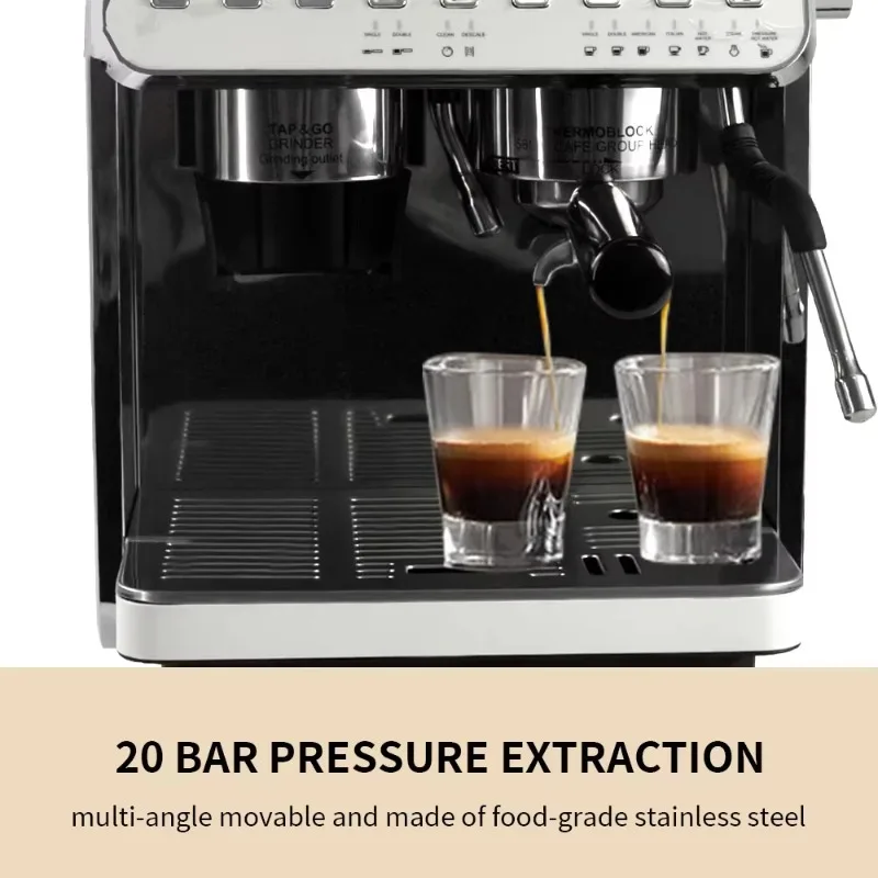 Фото Кофемашина oo-Espresso 20 бар с двойными бойлерами и двумя помпами, итальянская автоматическая кофемашина со встроенной кофемолкой №5