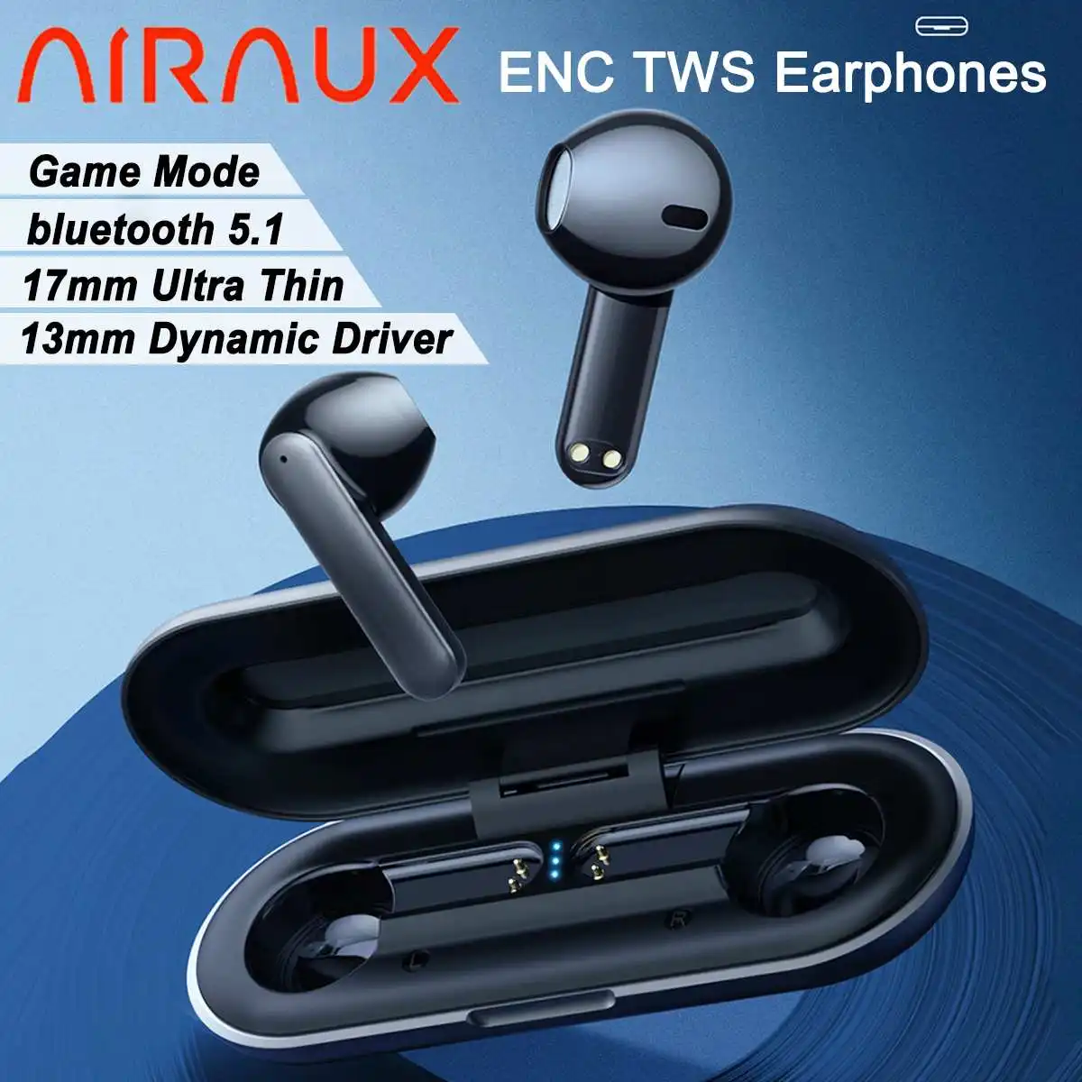 

AirAux AA-UM15 TWS Earphones bluetooth V5.1 QCC3040 Chip 13mm Dynamic Driver HiFi Stereo Low Delay Game Mode ENC Sports Headset