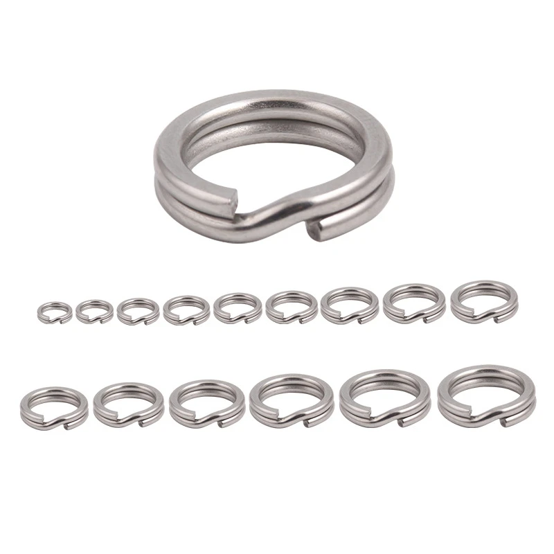 

50pcs/set Fishing Rings Stainless Steel Split Rings High Quality Strengthen Solid Ring Lure Connecting Ring Fishing Accessories