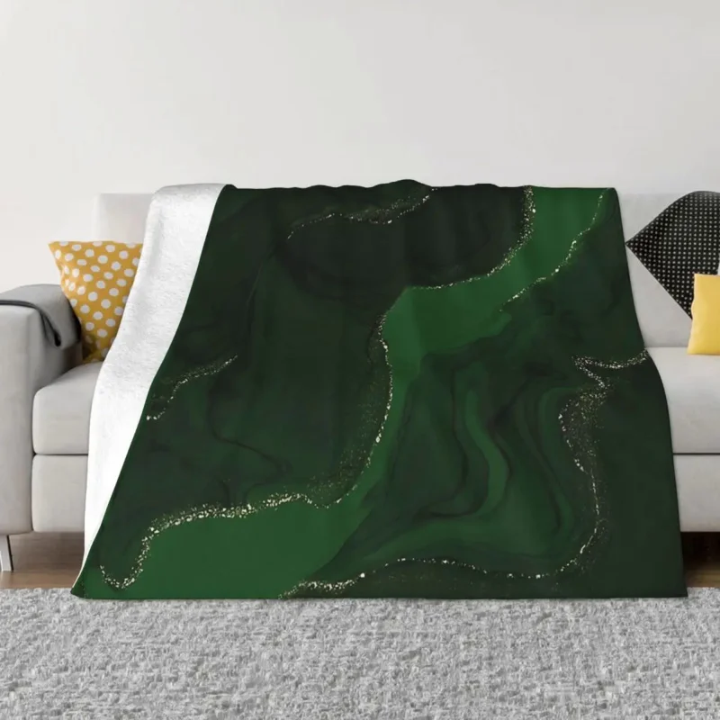 

Мраморное одеяло, Фланелевое Изумрудное Зеленое одеяло, уютное мягкое флисовое покрывало в эстетическом стиле