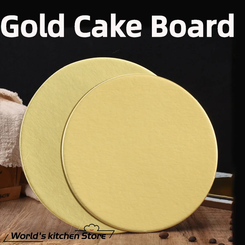 5Pcs3-10 Inch Gold Round Cake Board Circle Base Cupcakes Stand Paper Cases Liners Party Pastry Baking Mat Decorations