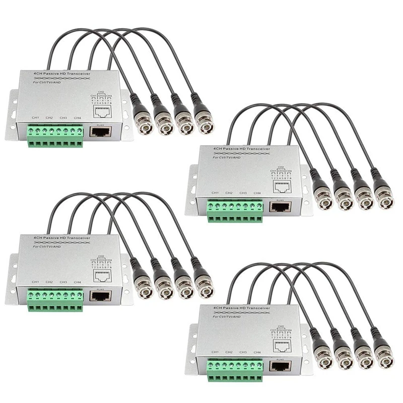 

4 Packs 4-CH Passive HD Transceiver For 720P/1080P CVI/TVI/AHD System Video Balun CCTV Camera Transceiver