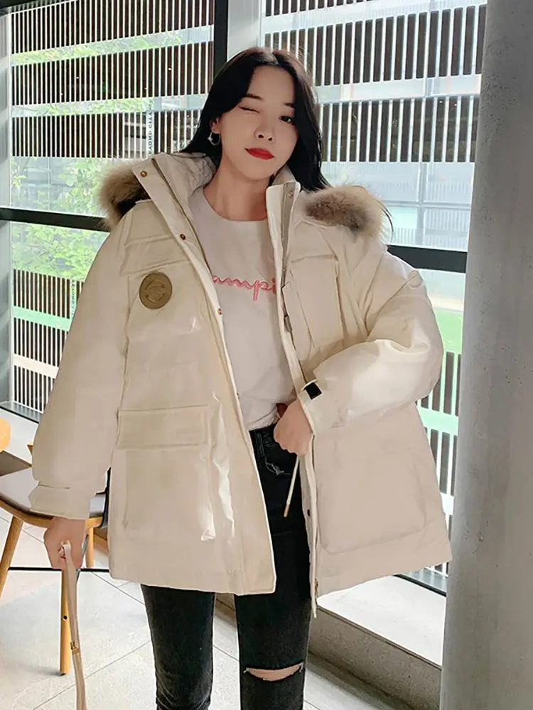 Vielleicht New Thick Loose Parkas Women Winter Puffer Jacket Fashion Fur Hooded Coats Women Military Style Cotton Padded Clothes