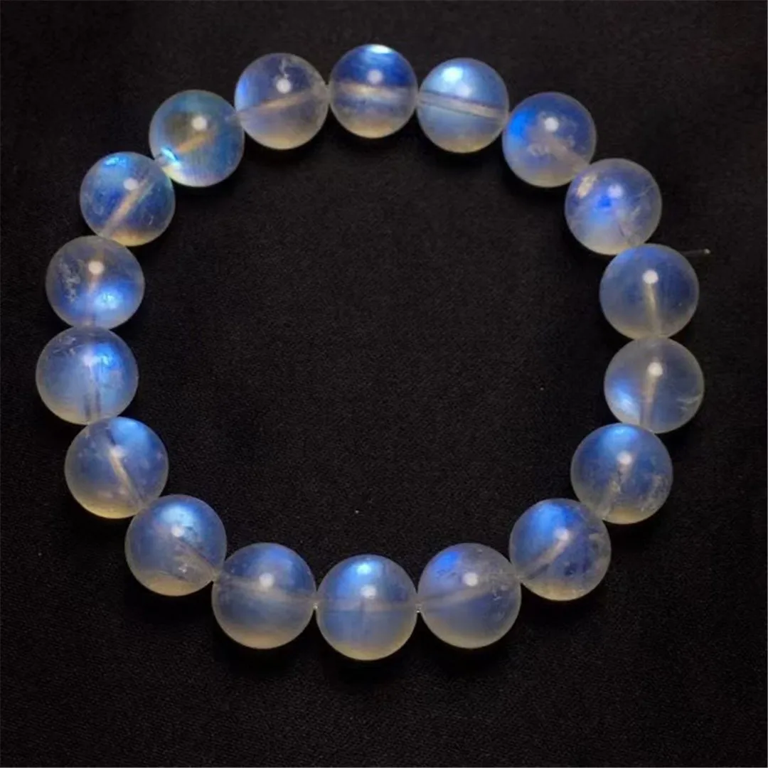 

11mm Natural Blue Light Moonstone Crystal Bracelet Jewelry For Women Lady Men Healing Love Gift Round Beads Stone Strands AAAAA