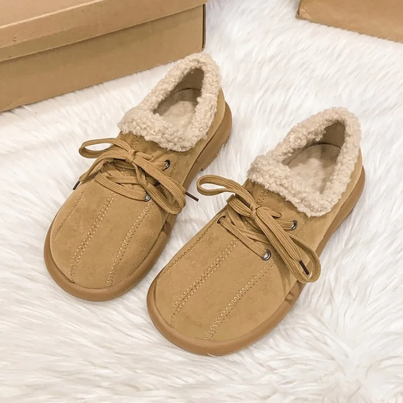 Новые зимние хлопковые туфли на низком каблуке женские замшевые с круглым носком