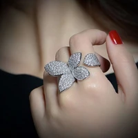 princess style super flash full crystal butterfly womens open ring for weed accessories adjustable ring jewelry 2022 baoshina