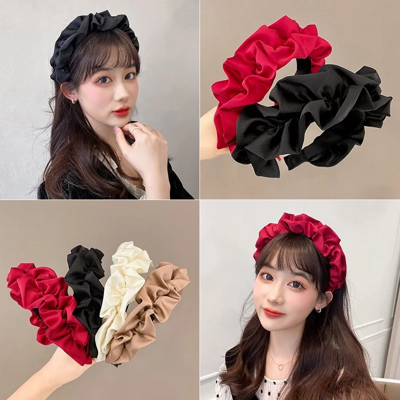 

AISHG Pleated Wide-brimmed Hairband Women Fabric Femininity High-end Headband Cute Broken Hair Band Girls Hair Accessories