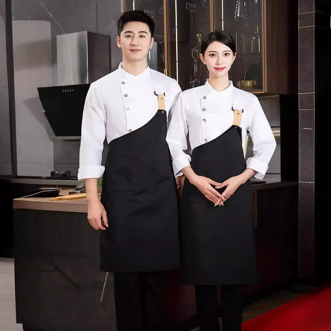 Длинная Униформа Шеф-повара Спецодежда Фартук Для Кухни Ресторана Кейтеринга