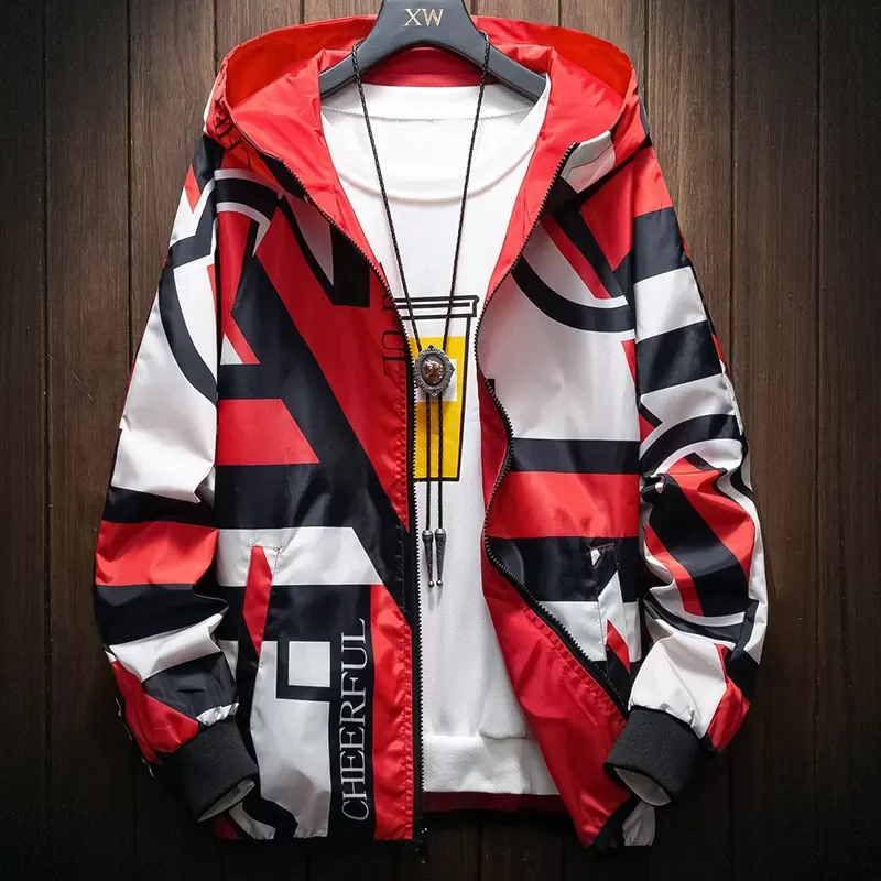 

NEW IN The New Two-sided Men's Jacket, 2022 Men's Fashion Geometric Pattern Windbreaker, Lightweight Outerwear M-7XL