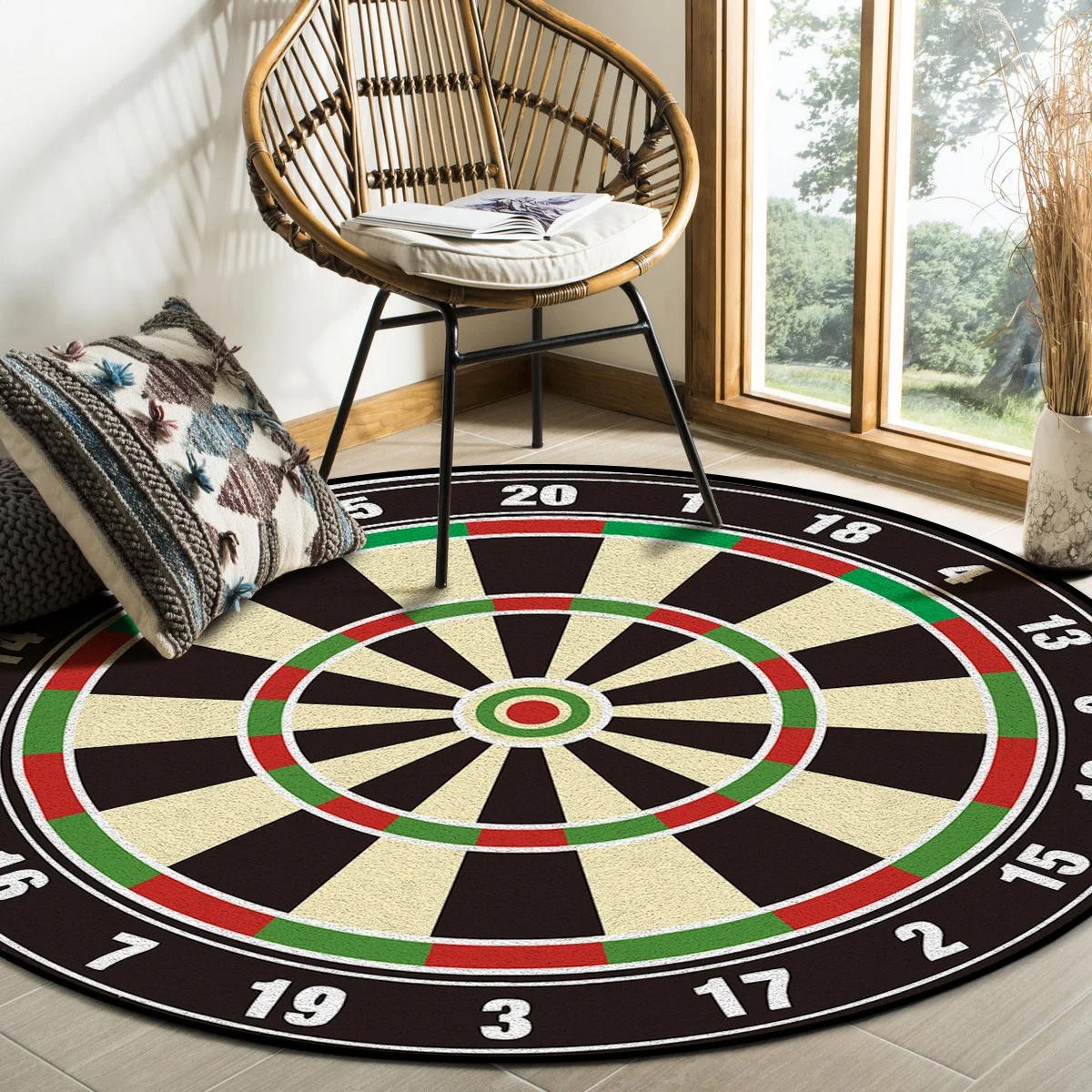 Dart Board Wooden Board Ring Target Circle Round Carpets for Bed Room Non-slip Rugs for Living Room Entrance Mat Circle Rug