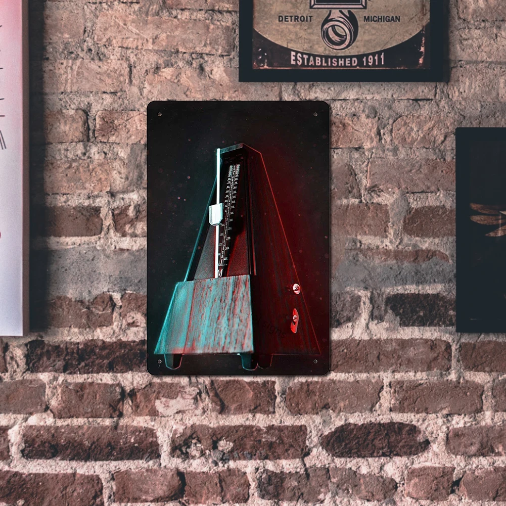 

Винтажный метроном в стиле ретро, металлическая пластина, фотоплакат, домашний декор, железная краска, день рождения, Праздничный Орнамент, ...